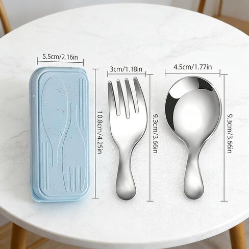 Silver Fork And Spoon Set Metal Cutlery Reusable Flatware For Travel Office Picnic Lunch Box Accessories (Pack of 3) in Kuwait