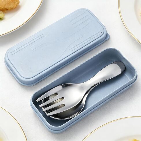 Silver Fork And Spoon Set Metal Cutlery Reusable Flatware For Travel Office Picnic Lunch Box Accessories (Pack of 3) in Kuwait