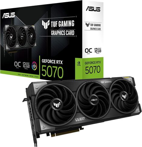 بطاقة رسومات الألعاب ASUS TUF Gaming GeForce RTX ™ 5070 سعة 12 جيجابايت GDDR7 OC Edition (PCIe® 5.0، HDMI®/DP 2.1، فتحة 3.125، مكونات من الدرجة العسكرية، طلاء PCB واقٍ، مراوح ذات تقنية محورية) (متجددة) in Kuwait