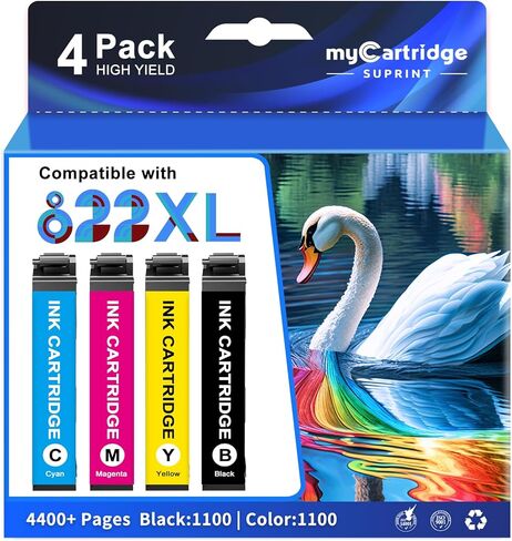 myCartridge SUPRINT Remanufactured Replacement for Epson 822XL Ink Cartridge Combo Pack for Epson 822 XL High Yield use with Workforce Pro WF-3820 WF-3823 WF-4820 WF-4830 Printer Latest Chip (4 Pack) in Kuwait