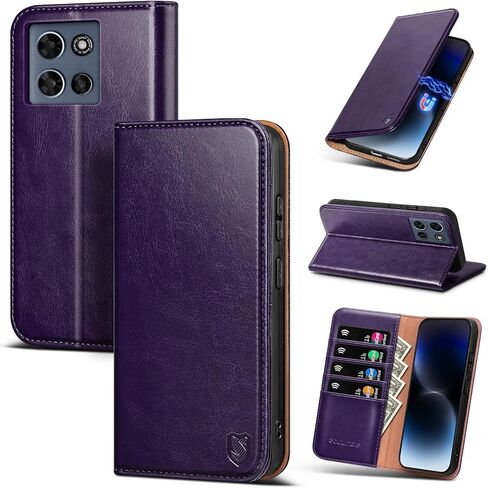Compatible with Motorola Moto G 2026/2025 / G Play 2026 Case Wallet with Card Holder [4 Card Slots] Kickstand [RFID Blocking] PU Leather Phone Case Flip Cover TPU Shockproof,Brown in Kuwait