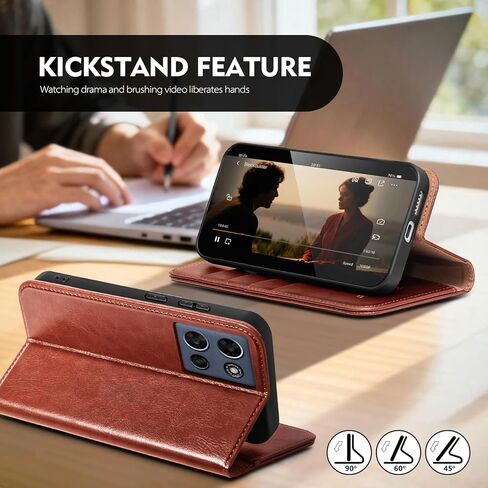 Compatible with Motorola Moto G 2026/2025 / G Play 2026 Case Wallet with Card Holder [4 Card Slots] Kickstand [RFID Blocking] PU Leather Phone Case Flip Cover TPU Shockproof,Brown in Kuwait