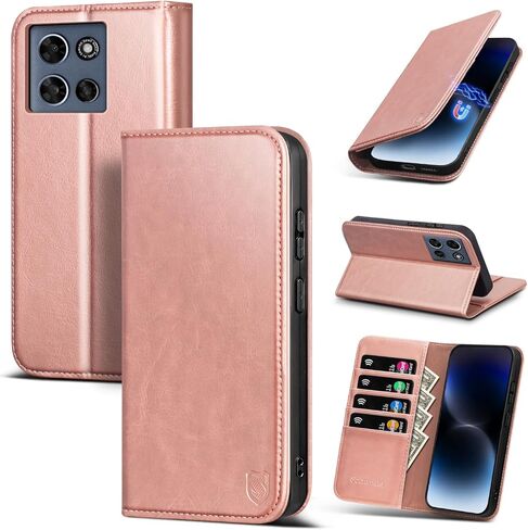 Compatible with Motorola Moto G 2026/2025 / G Play 2026 Case Wallet with Card Holder [4 Card Slots] Kickstand [RFID Blocking] PU Leather Phone Case Flip Cover TPU Shockproof,Brown in Kuwait