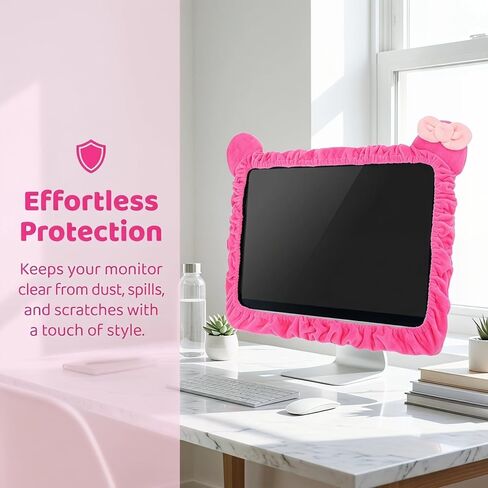 KALLORY 2pcs Elastic Computer Monitor Cover Dustproof Design for Desktop Displays Protects Against Dust Scratches Spills Suitable for Home Office Use Rose Color in Kuwait