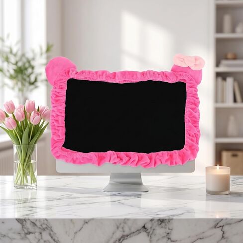 KALLORY 2pcs Elastic Computer Monitor Cover Dustproof Design for Desktop Displays Protects Against Dust Scratches Spills Suitable for Home Office Use Rose Color in Kuwait