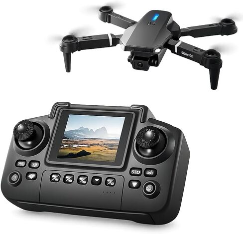 E88 Pro Foldable Drone with HD Dual Cameras, Optical Flow Hover, Obstacle Avoidance, Screen Remote Control, Carrying Case in Kuwait