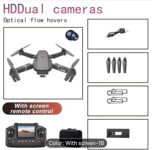 E88 Pro Foldable Drone with HD Dual Cameras, Optical Flow Hover, Obstacle Avoidance, Screen Remote Control, Carrying Case in Kuwait