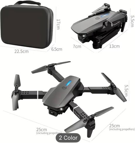 E88 Pro Foldable Drone with HD Dual Cameras, Optical Flow Hover, Obstacle Avoidance, Screen Remote Control, Carrying Case in Kuwait