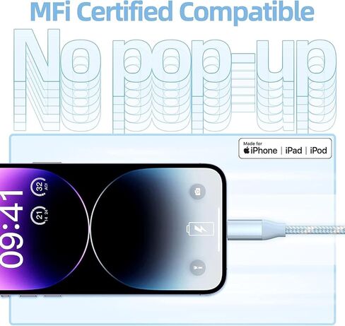 MenoSupp 3 Pack 6FT USB C to Lightning Cable iPhone Fast Charger Fast Charging Type c to Lightning Cable for iPhone 14 13 12 11 Pro Max Xr Xs 8 and More in Kuwait