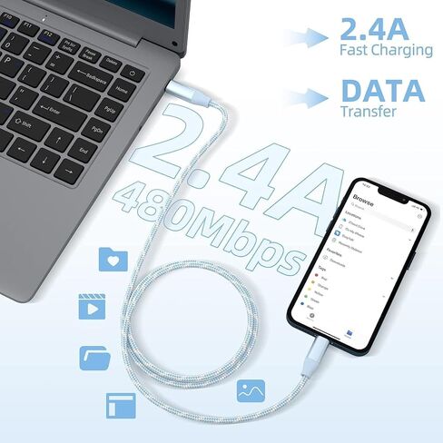 MenoSupp 3 Pack 6FT USB C to Lightning Cable iPhone Fast Charger Fast Charging Type c to Lightning Cable for iPhone 14 13 12 11 Pro Max Xr Xs 8 and More in Kuwait