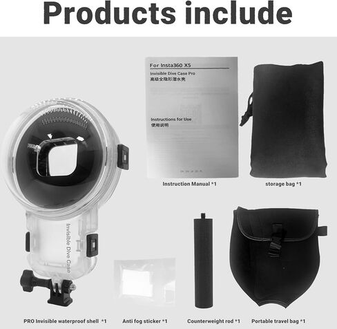 Insta 360 X5 Invisible Dive Case Pro, Waterproof Up to 50m (164ft) Splash Prevention Protective Housing in Kuwait
