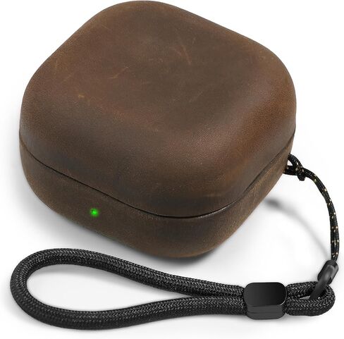 حافظة لهاتف Samsung Galaxy Buds 4 Pro/Galaxy Buds 4 (2026)، غطاء حماية من الجلد الأصلي مصنوع يدويًا من Crazy Horse مع حبل قصير، مبطن بالألياف الدقيقة in Kuwait
