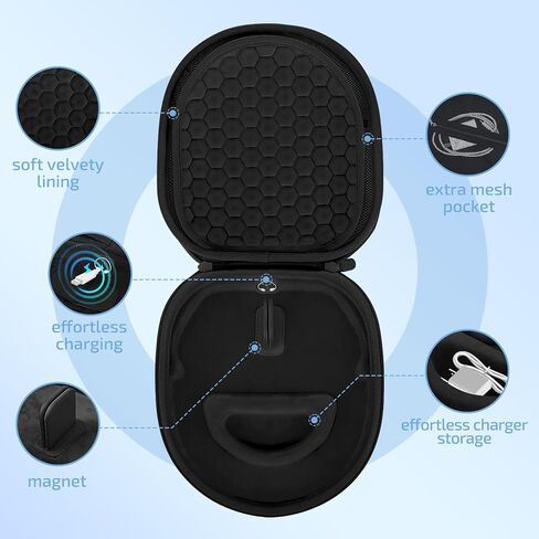 حافظة AirPod Max مع دعم النوم والشحن، ملحق AirPods Max متوافق مع سماعات Apple AirPods Max اللاسلكية فوق الأذن، حافظة Airpod Max المحمولة للسفر (أسود) in Kuwait