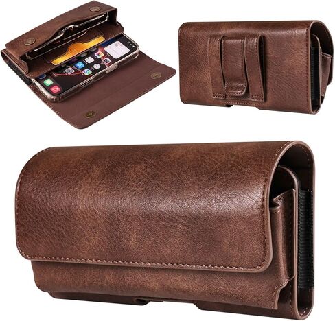 PU Leather Cell Phone Holster W/Sunglass Holder Belt Loop Pouch Case for iPhone 17 Pro Max 16 Plus Samsung Galaxy A06 A16 A26 A36 A15 A25 A35 S25 Ultra S24 Ultra Pixel 8 Pro (Black, L) in Kuwait