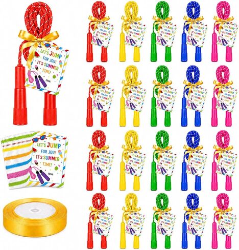 25 Set Jump Ropes for End of Year Student Gifts – 7.7ft Rainbow Adjustable Skipping Ropes Bulk with Cards for Teachers, Students, School Parties & Outdoor Activities in Saudi Arabia
