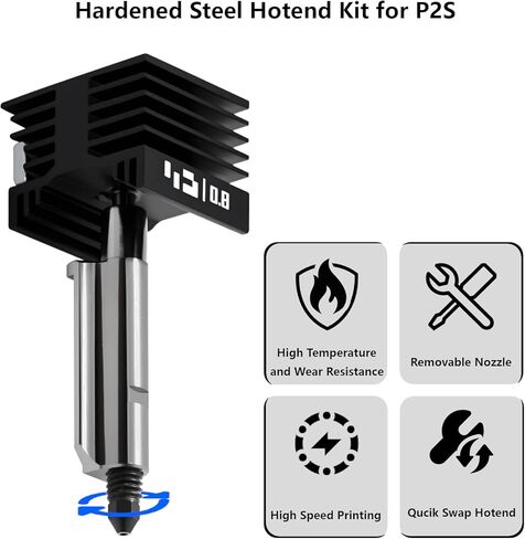 Upgrade 0.4mm P2S/H2S Hotend Kit, 3D Printer Print Head Hot End Heating Block Kit with 0.4mm Removable Hardened Steel Nozzle for Bambu Lab H2D, H2C, A1/A1 Mini in Saudi Arabia