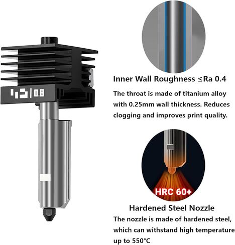 Upgrade 0.4mm P2S/H2S Hotend Kit, 3D Printer Print Head Hot End Heating Block Kit with 0.4mm Removable Hardened Steel Nozzle for Bambu Lab H2D, H2C, A1/A1 Mini in Saudi Arabia