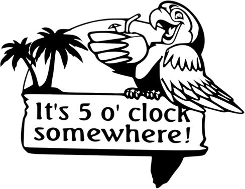 ملصق لاصق من الفينيل لساعة 5 O Clock Somewhere Florida لنافذة السيارة والكمبيوتر المحمول مقاوم للماء - أسود in Kuwait