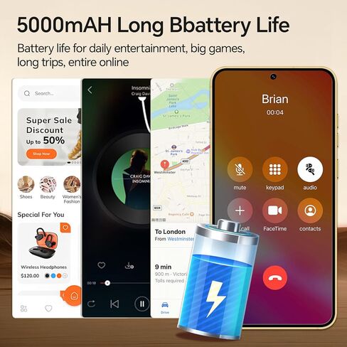 D24 ultar Unlocked Phones,5G Android 14 Smartphones,12GB+512GB Unlocked Android Phones, Snapdragon888, 5000mAh, 48+108MP Camera, 6.8“ HD Screen, Dual SIM+Memory Expansion,Black in Kuwait