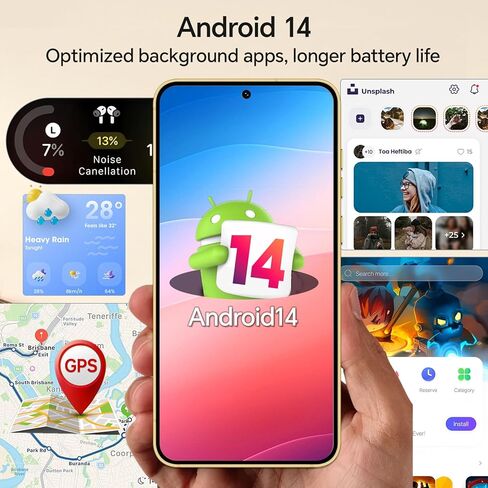 D24 ultar Unlocked Phones,5G Android 14 Smartphones,12GB+512GB Unlocked Android Phones, Snapdragon888, 5000mAh, 48+108MP Camera, 6.8“ HD Screen, Dual SIM+Memory Expansion,Black in Kuwait