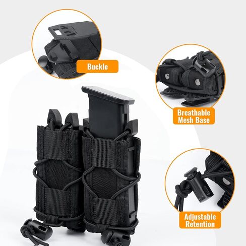 Magazine Pouch Mag Pouch Tactical Molle Admin Pouch with US Flag Quick-Mount Polymer Back Clips Pistol MOLLE Mag Pouch for 9mm/.40 Calibers 45acp Response Compatible Molle Belts in Kuwait