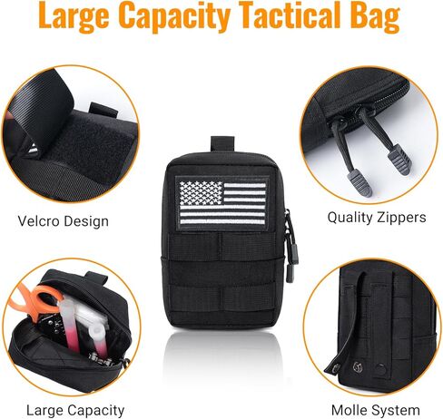 Magazine Pouch Mag Pouch Tactical Molle Admin Pouch with US Flag Quick-Mount Polymer Back Clips Pistol MOLLE Mag Pouch for 9mm/.40 Calibers 45acp Response Compatible Molle Belts in Kuwait