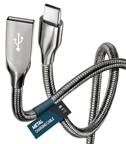 كابل شاحن USB-C إلى USB-A مقاوم للحيوانات الأليفة (6FT) سلك شحن معدني متين للغاية من النوع C (ذهبي) in Kuwait
