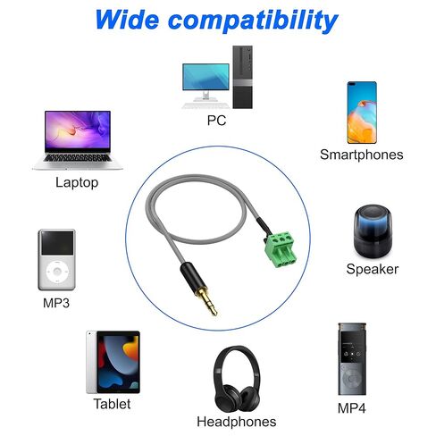 XMSJSIY 3.5mm to Phoenix Terminal Connector Audio Cable 1/8" TRS Male to 3-pin 5.08mm/0.2inch Pitch PCB Phoenix Female Plug Stereo Solderless Screw Block Connector Cord - 50CM/1.64FT in Kuwait