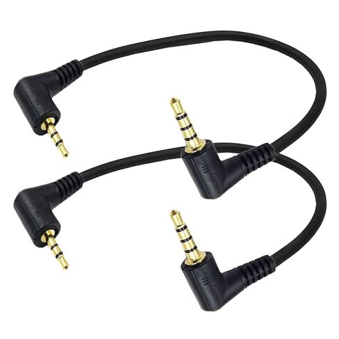 2.5mm to 3.5mm Auxiliary Audio Cable 2Pack 90 Degree Right Angle 3.5mm 4 Pole Male to 2.5mm 3 Pole Male Headset Stereo Audio Aux Extender Stereo Jack Cord Gold-Plated Connectors 8inch in Kuwait