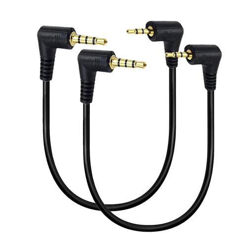 2.5mm to 3.5mm Auxiliary Audio Cable 2Pack 90 Degree Right Angle 3.5mm 4 Pole Male to 2.5mm 3 Pole Male Headset Stereo Audio Aux Extender Stereo Jack Cord Gold-Plated Connectors 8inch in Kuwait