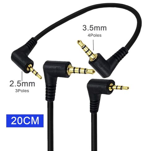 2.5mm to 3.5mm Auxiliary Audio Cable 2Pack 90 Degree Right Angle 3.5mm 4 Pole Male to 2.5mm 3 Pole Male Headset Stereo Audio Aux Extender Stereo Jack Cord Gold-Plated Connectors 8inch in Kuwait