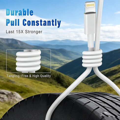 6.6FT for iPhone Charger,Lightning Charging Cable，for iPhone 14/13/12/11 Pro/X/Xs Max/XR/8 Plus/7/6s/SE/5c/5s,USB Charge in Kuwait