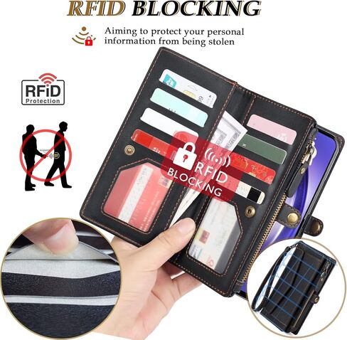 Compatible with Samsung Galaxy S26 Wallet Case for Women Men, Wireless Charging with RFID Blocking Card Holder, PU Leather Crossbody Strap Detachable Magnetic Phone Cover,Black in Kuwait