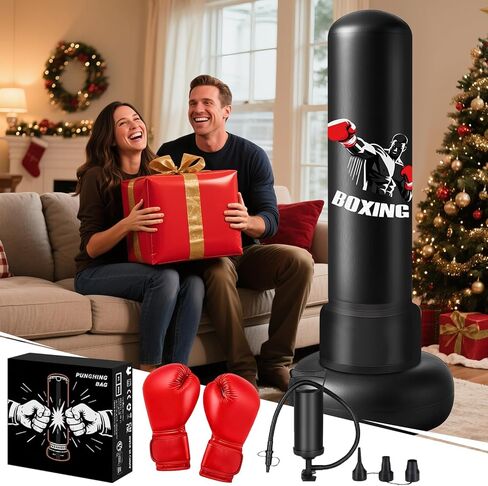 Freestanding Punching Bag for Adults,70" Heavy Boxing Bag with Gloves and Pump,Men Women Stand Kickboxing Bags,Upgraded Big Base Boxing Equipment Set for Training Fitness Home Gym in Saudi Arabia