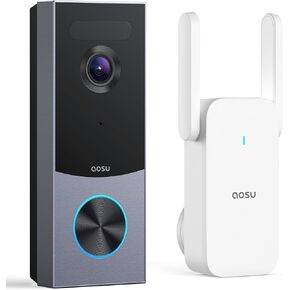 aosu Doorbell Camera Wireless, Local Storage, 5MP Ultra HD, Triple Motion Detection, 2.4/5 GHz WiFi, Built-in 8GB, Rechargeable Battery, Alexa & Google Compatible in Saudi Arabia