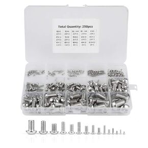 250pcs M2 M2.5 M3 M4 M5 M6 M8 M10 Machine Screws Set, Stainless Steel Hex Socket Bolts for Laptop Keyboard PC Repair, Assorted Metric Fasteners Kit for Electronics and in Saudi Arabia