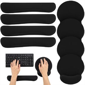8 Pcs Ergonomic Mouse Pad and Keyboard Wrist Rest Set, Memory Foam Support for Comfortable Typing, Black Computer Gaming Office Home Accessories in Kuwait
