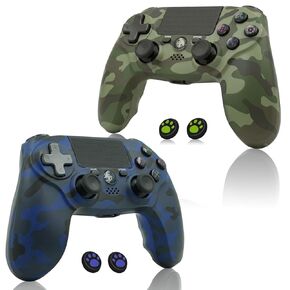 linhugame citnh 2 وحدة تحكم لاسلكية لجهاز PS4، متوافقة مع PS4/Slim/Pro/PC، مستشعر حركة مزدوج الصدمات 6 محاور، مكبر صوت مدمج ومقبس سماعة الرأس in Kuwait