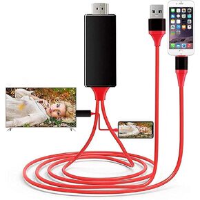 [Apple MFi Certified] Lightning to HDMI Cable Adapter Compatible with iPhone,1080P DVI to HDMi Digital Sync Screen Audio&Video Adapter with Charge Port Connector to HD TV Projector Monitor in Kuwait