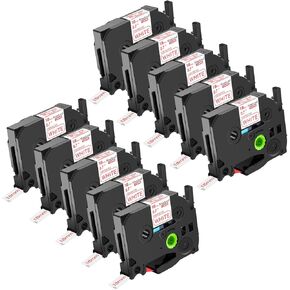 NineLeaf TZe-242 Label Tape 18mm 0.7 Laminated White TZ242 TZe TZ Red on White Compatible with Brother P Touch Label Maker Tape 3/4" for Brother Ptouch PTD410 PTD400 PTD610BT PTD600, 10 Pack in Kuwait