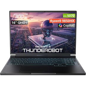 كمبيوتر محمول للألعاب Thunderobot Radiant 16S R9 5070 300 هرتز، 16 بوصة QHD+ 2.5K، AMD Ryzen 9 9850HX، GeForce RTX 5070، شاشة Hummingbird حتى 300 هرتز، 32 جيجابايت DDR5، 1 تيرابايت SSD، لوحة مفاتيح RGB بإضاءة خلفية، Wi-Fi 6، Win 11 Home in Kuwait