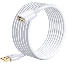 كابل تمديد USB Costyle أبيض بطول 15 قدم، سلك تمديد USB 2.0 نوع A ذكر إلى أنثى كابل موسع أبيض للقرص الصلب، كاميرا الأمان، الطابعة، لوحة المفاتيح، الماوس in Kuwait