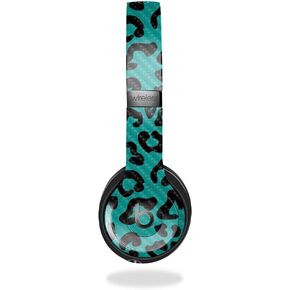 Carbon Fiber Skin Compatible with Beats Solo 4 - Teal Leopard - Premium 3M Vinyl Protective Wrap Decal Cover - Easy to Apply | Crafted in The USA by MightySkins in Kuwait