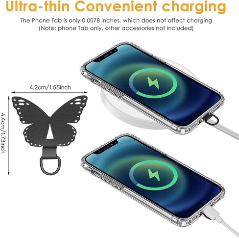 Mabor 2-Pack Black Metal Phone Tether Tab, Butterfly Strap Patch for Full Case - Stainless Steel Phone Charm & Lanyard Adapter in Kuwait