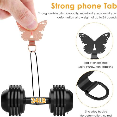 Mabor 2-Pack Black Metal Phone Tether Tab, Butterfly Strap Patch for Full Case - Stainless Steel Phone Charm & Lanyard Adapter in Kuwait