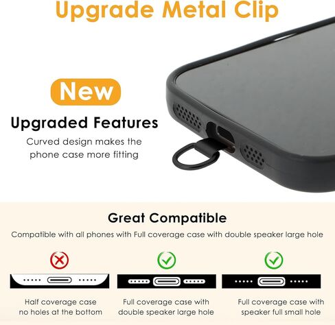 Mabor 2-Pack Black Metal Phone Tether Tab, Butterfly Strap Patch for Full Case - Stainless Steel Phone Charm & Lanyard Adapter in Kuwait