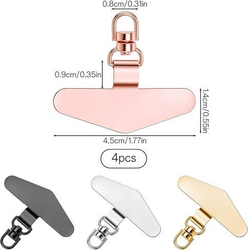 Sibba 4 PCS Stainless Steel Phone Tether Tab 360° Rotatable Ultra-Thin Phone Lanyard Patch Pad, Universal Metal Cellphone Strap Patches without Adhesive for Most Smartphone Wristband Crossbody Strap in Kuwait