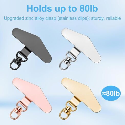 Sibba 4 PCS Stainless Steel Phone Tether Tab 360° Rotatable Ultra-Thin Phone Lanyard Patch Pad, Universal Metal Cellphone Strap Patches without Adhesive for Most Smartphone Wristband Crossbody Strap in Kuwait