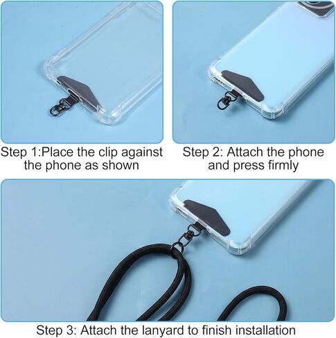 Sibba 4 PCS Stainless Steel Phone Tether Tab 360° Rotatable Ultra-Thin Phone Lanyard Patch Pad, Universal Metal Cellphone Strap Patches without Adhesive for Most Smartphone Wristband Crossbody Strap in Kuwait
