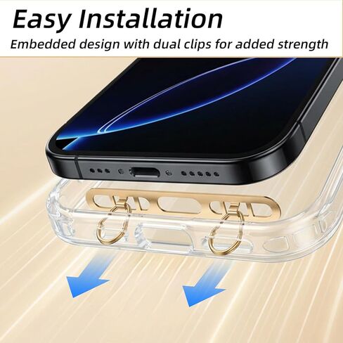 Xinjoduz 4 PCS Phone Lanyard Tab, Universal Stainless Steel Cell Phone Tether Tabs for Lanyard, No Block Charging Port, Anti-Loss Strap Attachment (Champagne Gold, Rose Gold, Classic Black, Steel) in Kuwait